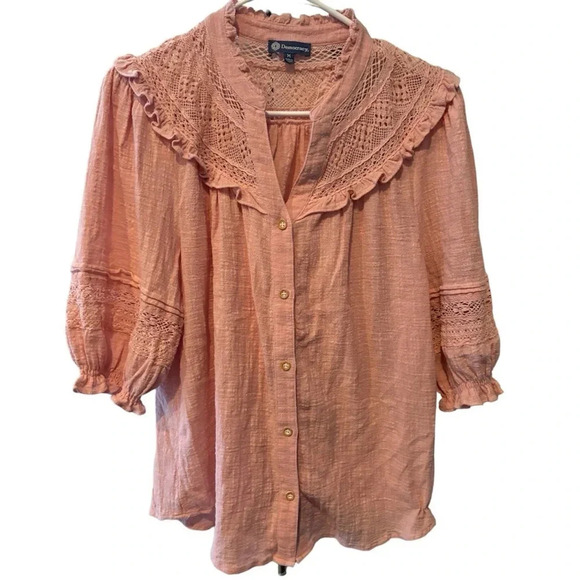 DEMOCRACY EUC WOMENS PEACH SHIRT TOP TSHIRT BLOUSE FALL WINTER CASUAL SIZE M - Picture 3 of 6